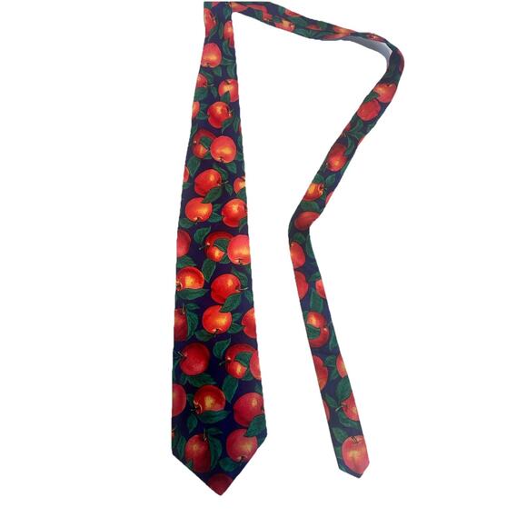 Vintage Brite Eyes Tie - Bold Peaches Fruit Print - Made in USA - 57” Retro 80’s - Picture 2 of 6
